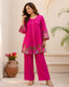 Heavy Embroidered Pink Cotton Co-ord Set