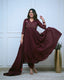 Maroon Cotton Embroidered Anarkali Dupatta Set