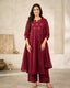 Maroon Cotton Embroidered Dupatta Set