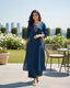 Navy Blue Cotton Embroidered Kurta Set