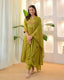 Olive Green Cotton Floral Embroidered Dupatta Set