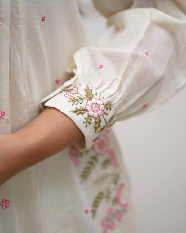 off white ankarli style kurti with pant and duppta set